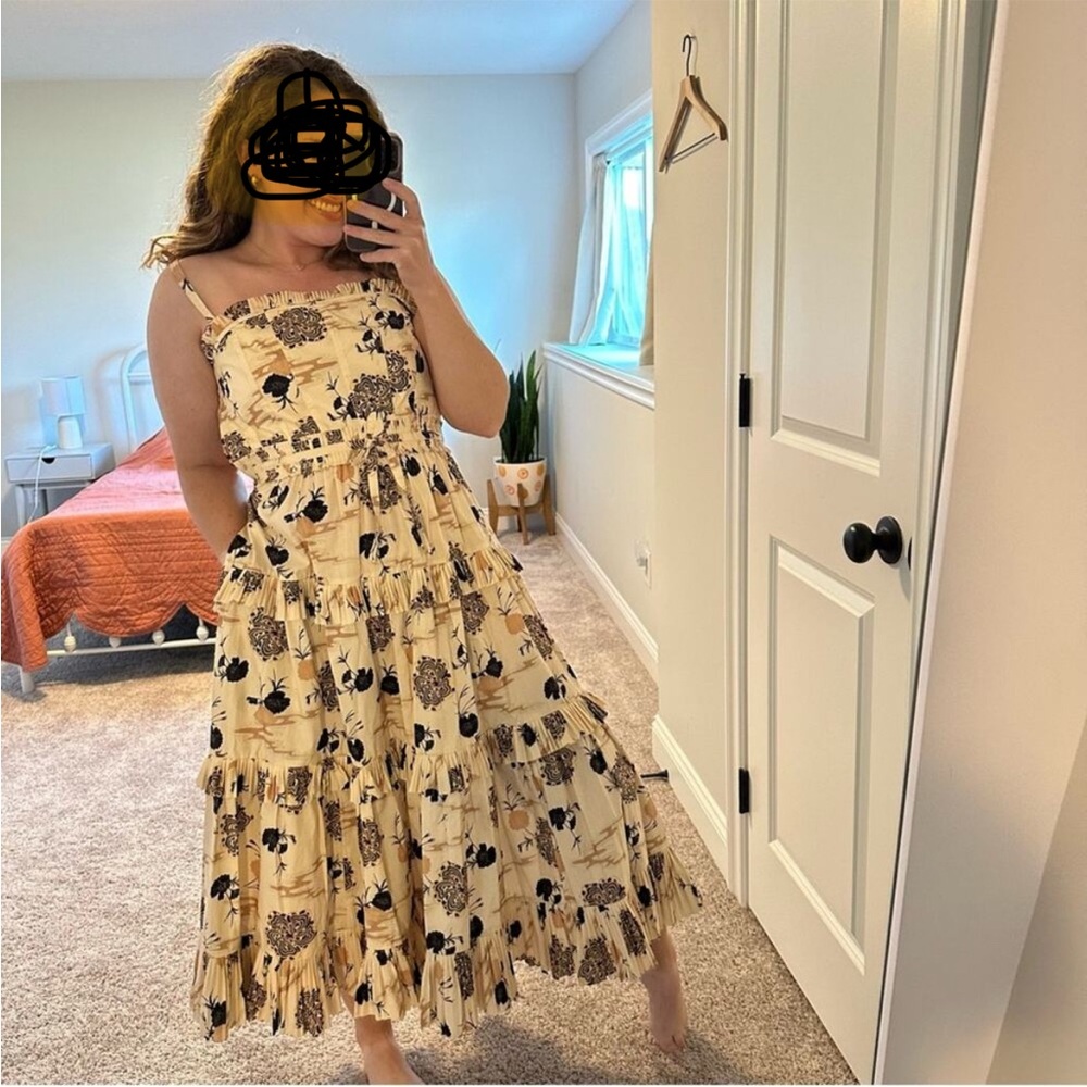 NWT Ulla Johnson Cream Floral Cotton Lune Maxi Dress 8